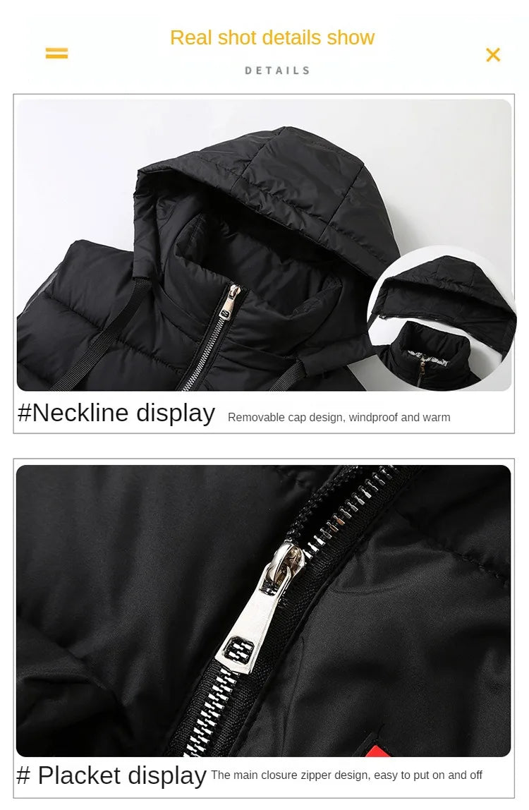New in Padded Vest Men Winter Hooded Zip-up Turtleneck Sleeveless Jacket Male Cotton Down Autumn Warm Pocket Work Wear Waistcoat