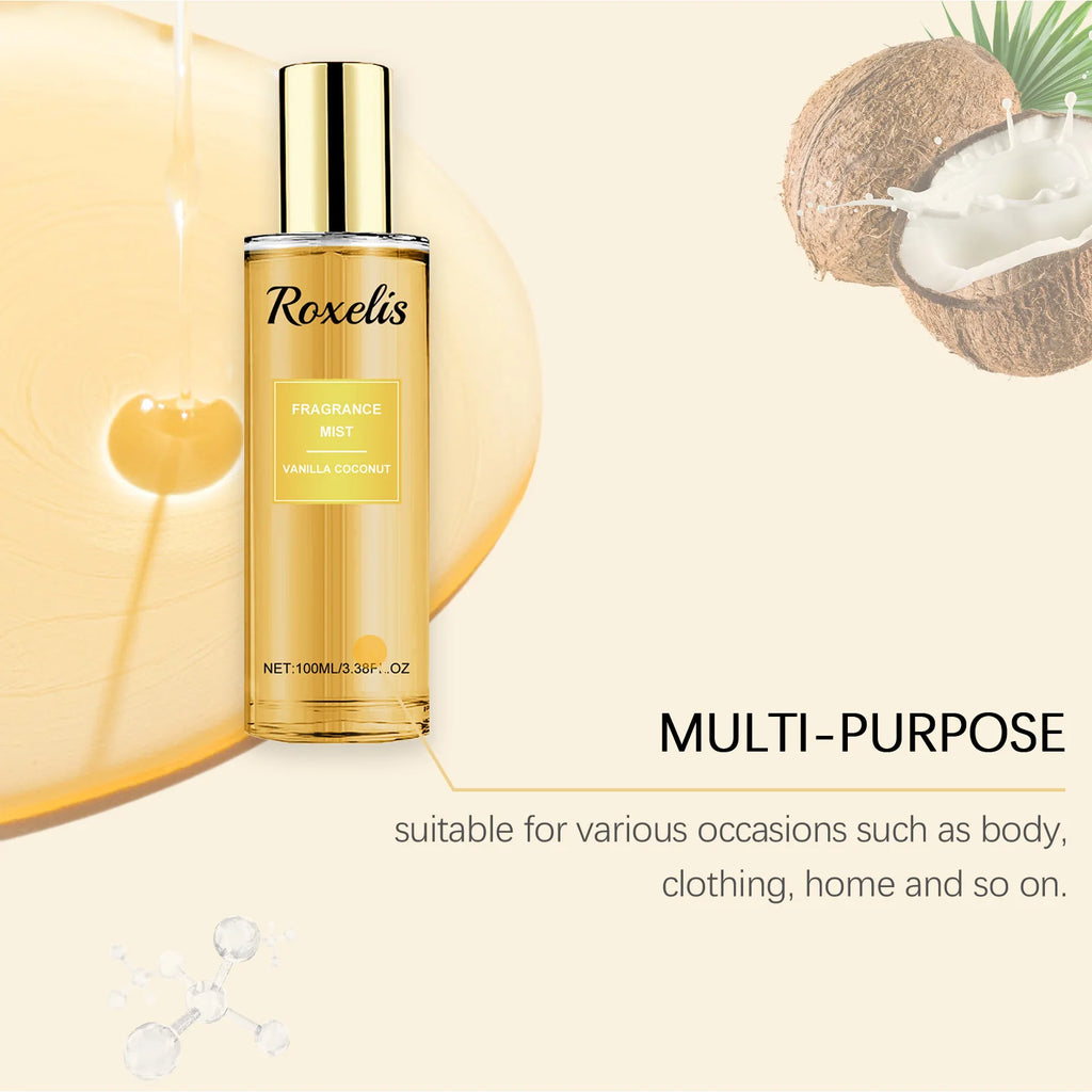 Vanilla Coconut Fragrance Spray, Long-Lasting Fresh Body Spray, Floral and Fruity Refreshing Body Fragrance