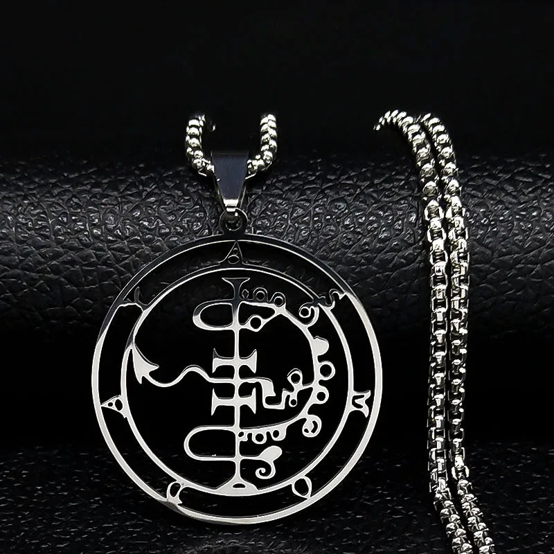 2024 Fashion Sigeal Sigil De Lucifer Stainless Steel Satan Necklace Asmoday Lazer Key Baphomet Stamp Jewelry N7118S03