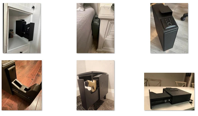 Biometric Gun Safe, 4 Ways Unlock with Fingerprint, Key Access, PIN Code, Mounted Nightstand Pistol Safe and Gun Lock Box