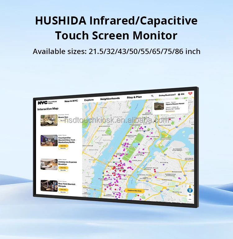 32 43 49 55 Inch Wall Mount Android LCD Monitor Touch Screen Kiosk Indoor Advertising Video Player