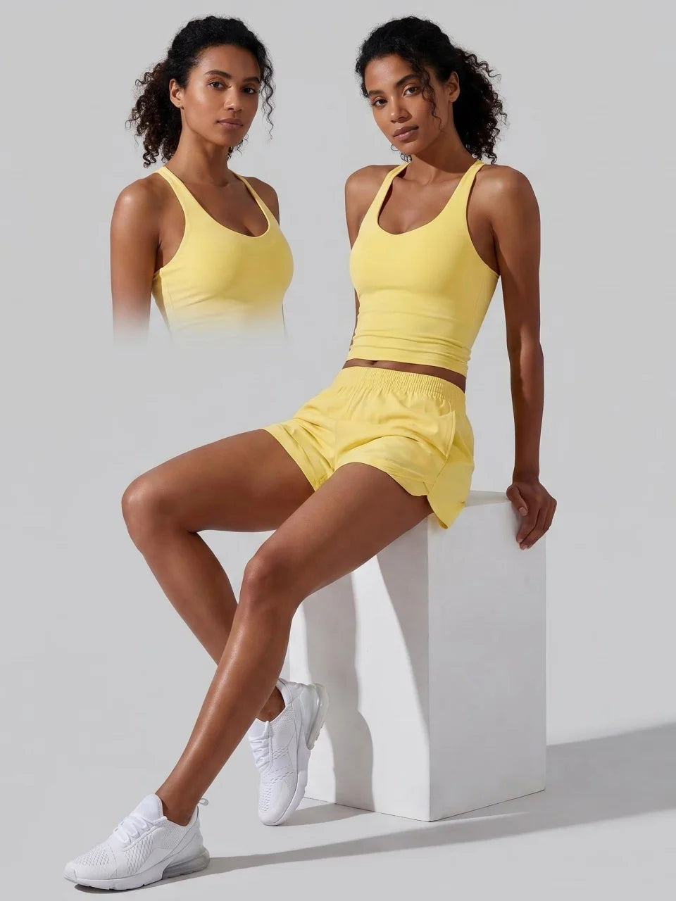 Longline Yoga Tank Top with Built in Bra Women Quick Dry Gym Camisole Workout Shirts Soft Slim Fit Sports Vest Athleisure