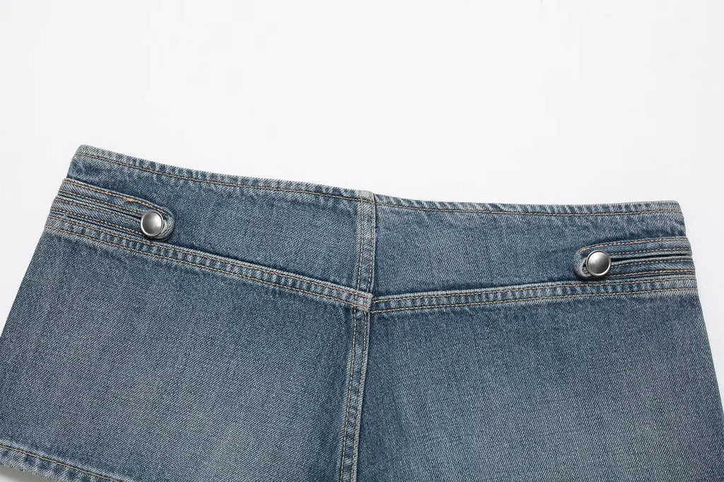 HH Women Shorts Suit Versatile Splicing Button Decoration Casual Denim Jacket+2026 Fashion High Street Low Waist Mini Shorts