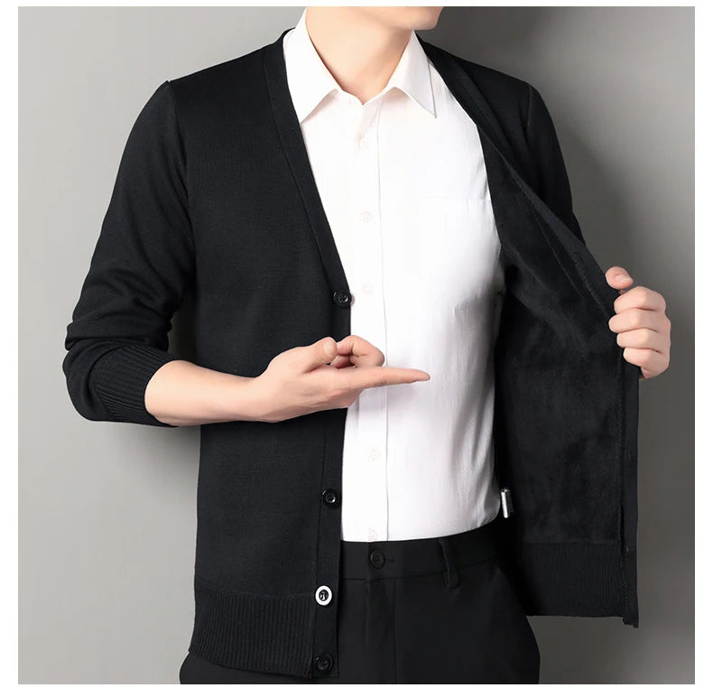 Men's Smart Casual Cardigan V-neck Sweater Men's Autumn Winter Clothes Button Knit Cardigans Mens Knitting Sweaters Outwear