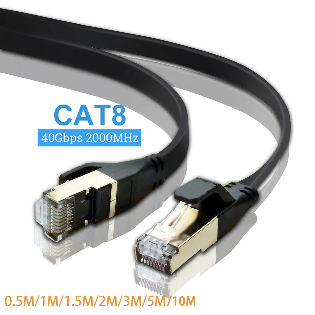 40Gbps Cat8 Ethernet Cable RJ 45 10 15 20 Meter Cat 8 2000MHz High Speed Internet Flat Network Cable 0.5m 5m 3m 2m 1m 10m RJ45