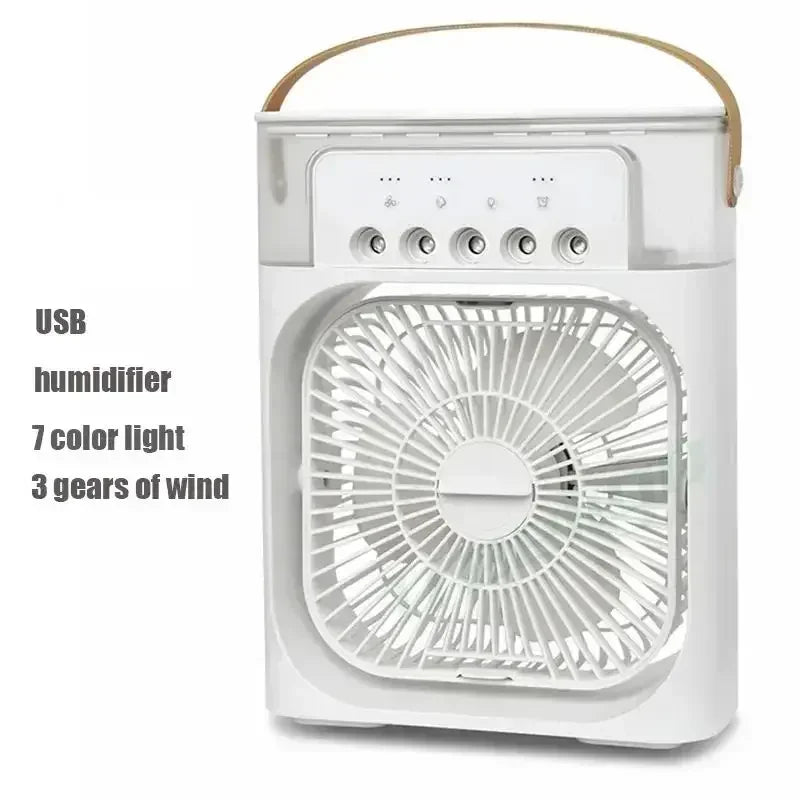3 In 1 Small Air Conditioner Home Air Cooler LED Night Light Portable Humidifier Wind Adjustment Fan Office Home Fan