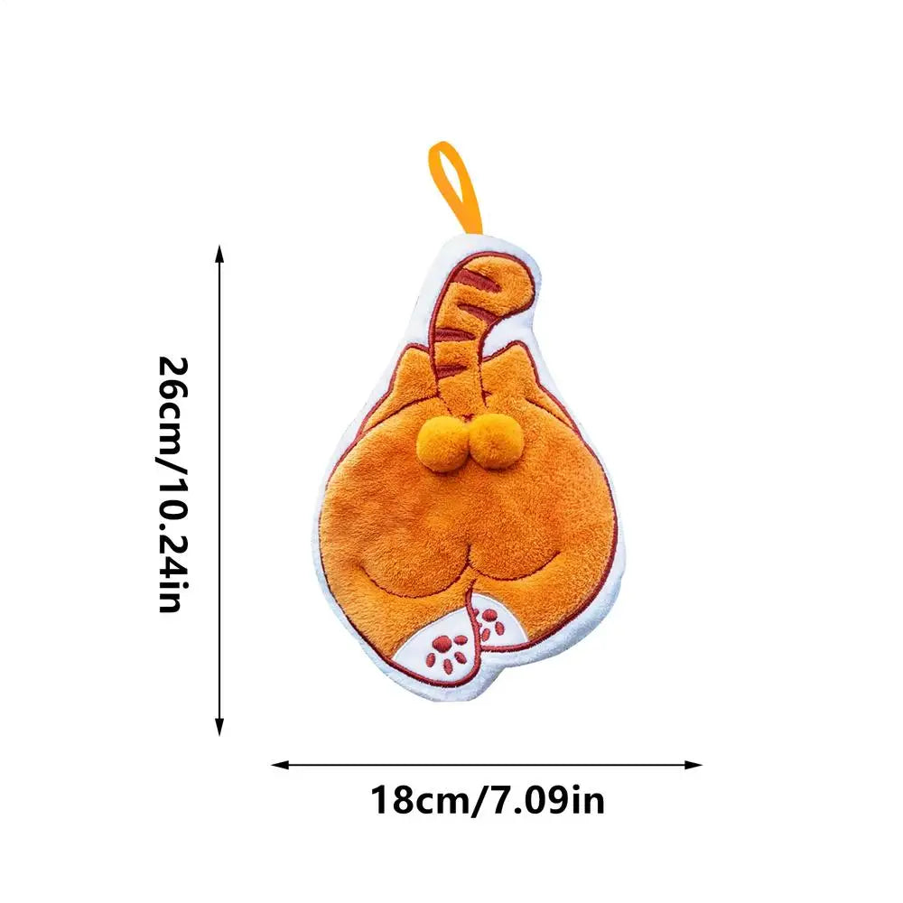 Hand Towels  Cute Cat Hanging Towel Kitchen Hand Towel Bathroom Soft Absorbent Handkerchief Wipe Towel Cartoon Kids Towels