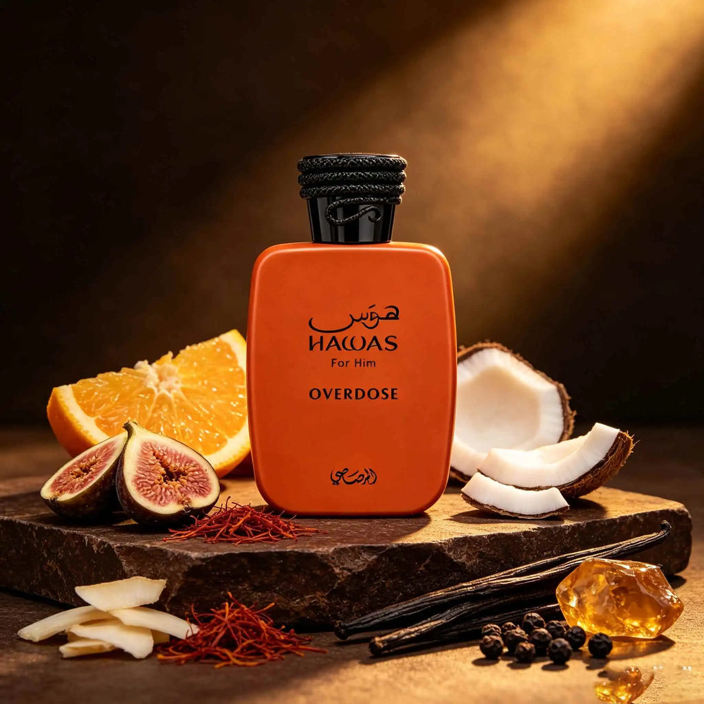 Hawas For Him Overdose EDP For Men 100ml, Citrus Aquatic Woody Perfume, Long‑Lasting Luxury Arabian Scent.