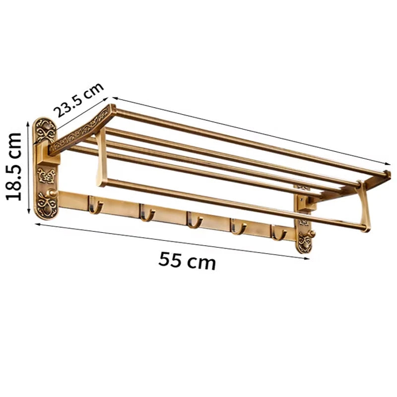 . Antique Brass Aluminium Bathroom Accessories Set,Robe hook,Paper Holder,Towel Bar,Soap Basket,Bathroom Fitting