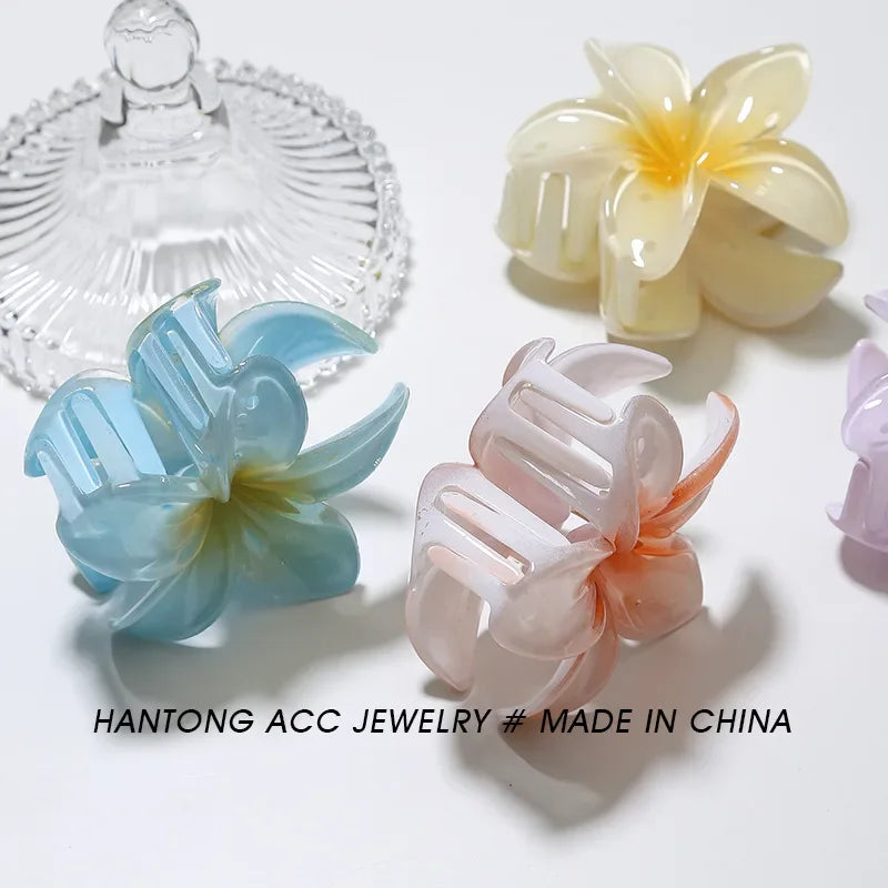 Plumeria Hair Clips Flower Hair Claw Clip Trendy HairClips Korean Hair Accessories For Girls