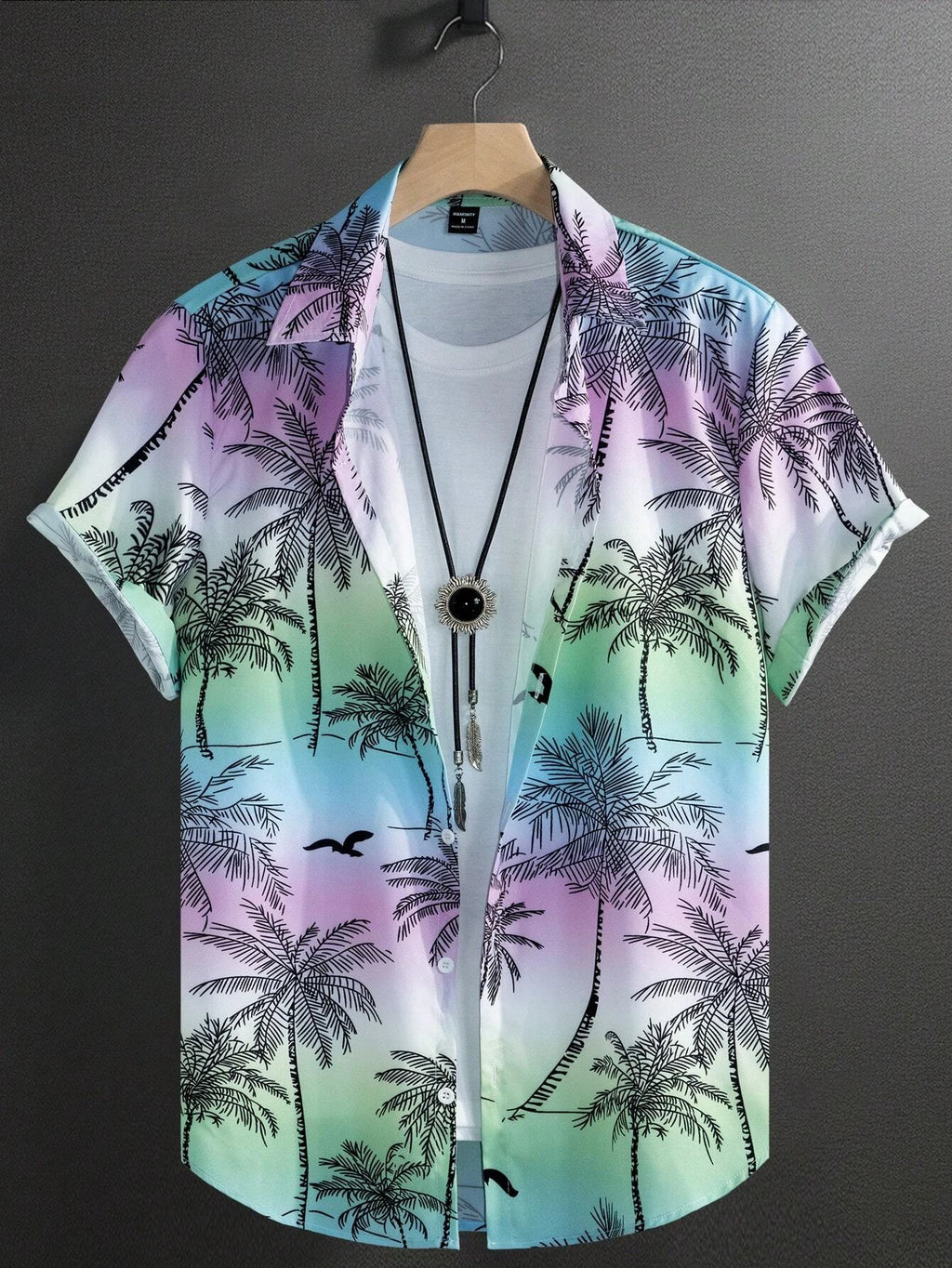 Men's Hawaiian Botanical Flower Print Men's and Women's Short-Sleeve Shirts Men's Lapel Seaside Button-Down Casual Men's Shirts