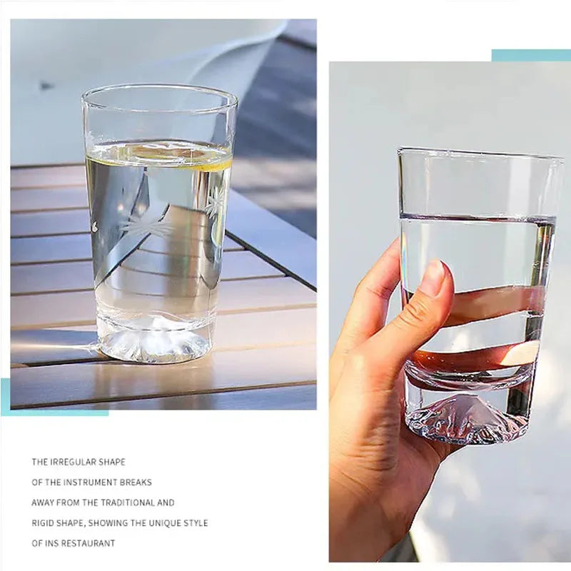 Transparent Snow Peak Tumbler,Fuji Mountain Whiskey Glass,Modern Whisky Drinking Glass，Luxury Scotch Glass,Artistic Rock Glass