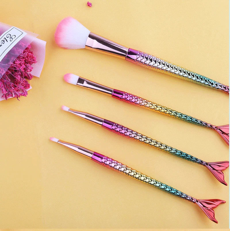 Mermaid Makeup Brushes Set Cosmetic Powder Eye Shadow Foundation Blush Brush Soft Beauty Make Up Tool Maquiagem 6 Color Gradient