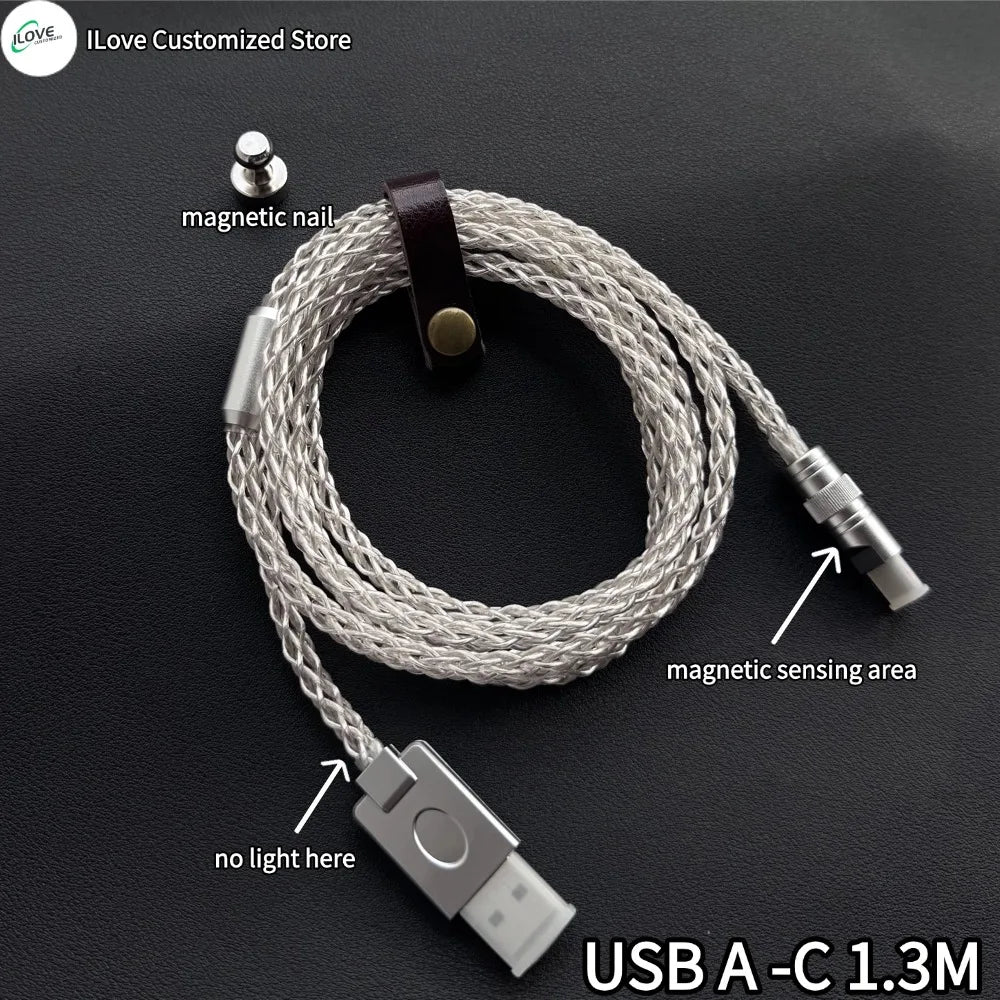 15cm C-C/USB-C Single Crystal Copper Keyboard Cable Supports 8K Magnetic Controllable Lights for HMlab Hub