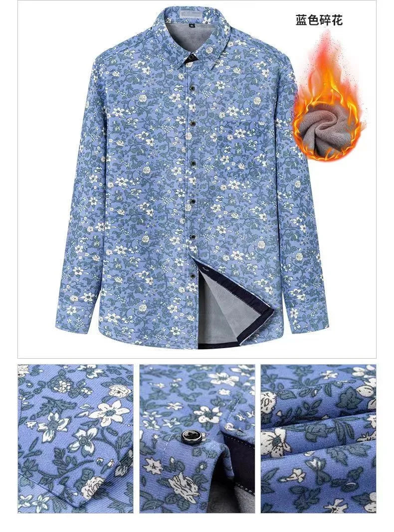 2025 spring shirts flower design high quality thicken casual mens shirt,autumn smart casual shirt men,size M-5XL KCY019
