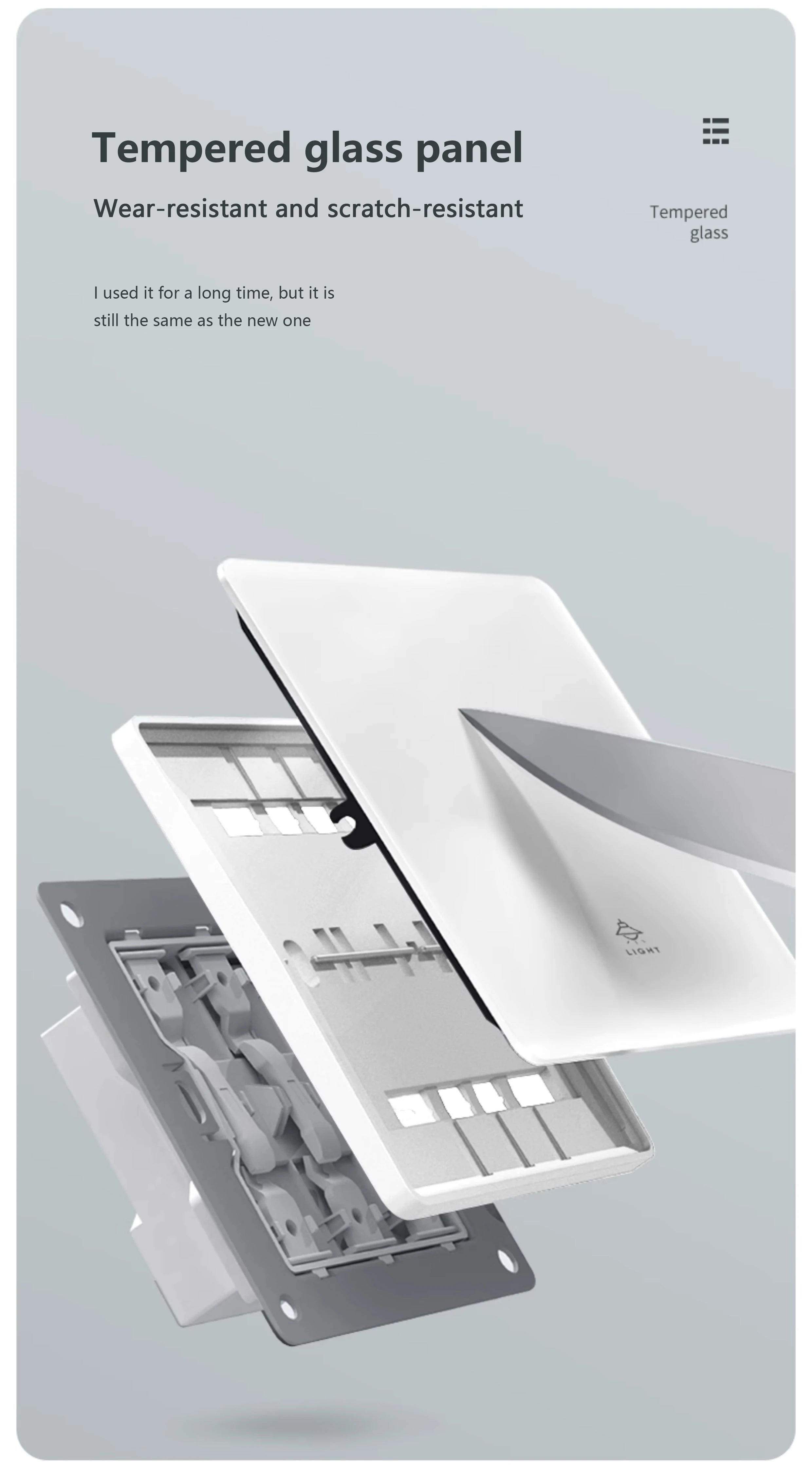 86 Type White Universal Wall Light Switch Tempered Glass EU Korea Electrical Switch 220V 1/2/3/4 Gang 1/2 Way Button Wall Panel