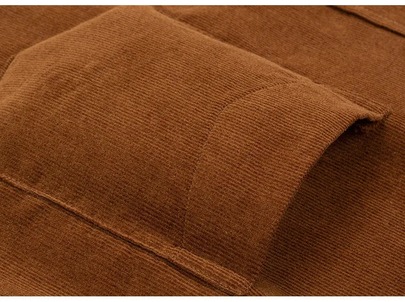 2025 Cotton Corduroy Casual Warm Solid  Shirt Long Sleeve Winter Regular Fit Mens Men's Shirts with Pokets