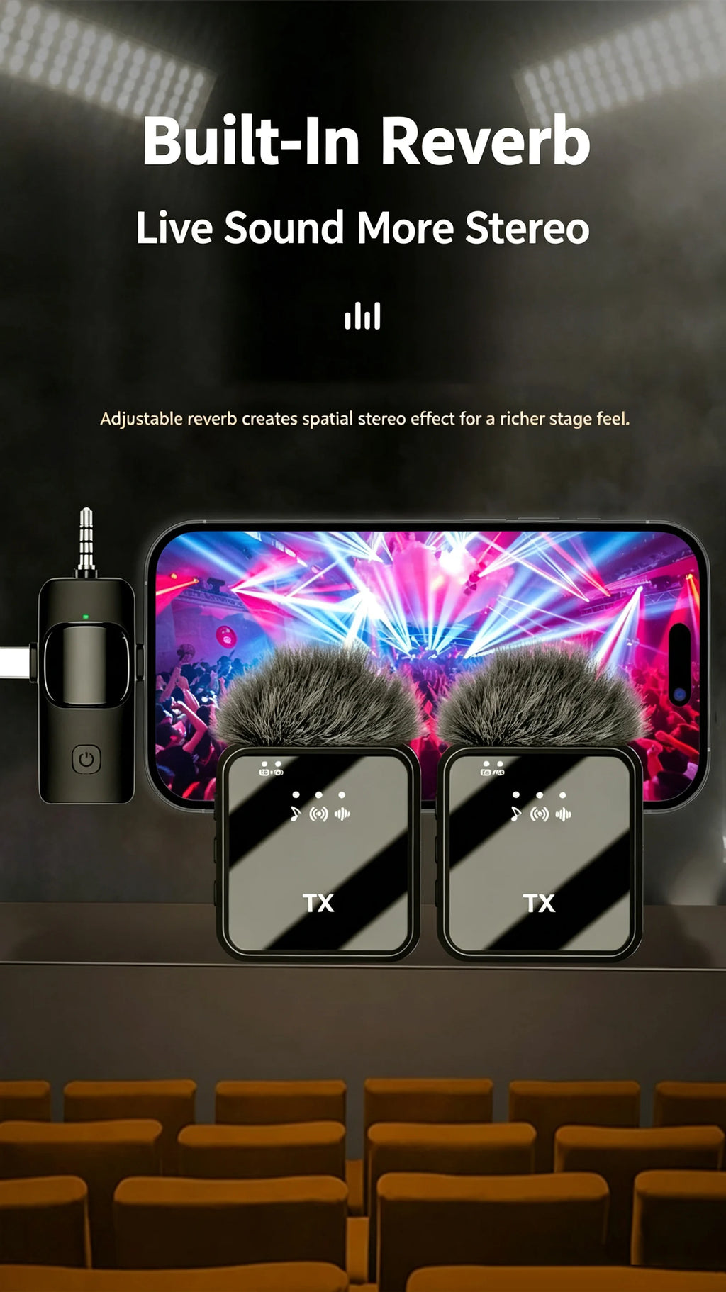 KEBIDUMEI 3IN1 Wireless Lavalier Microphone Handheld Microphone Video Recording Noise Reduction Mic for Living Broadcast Gaming