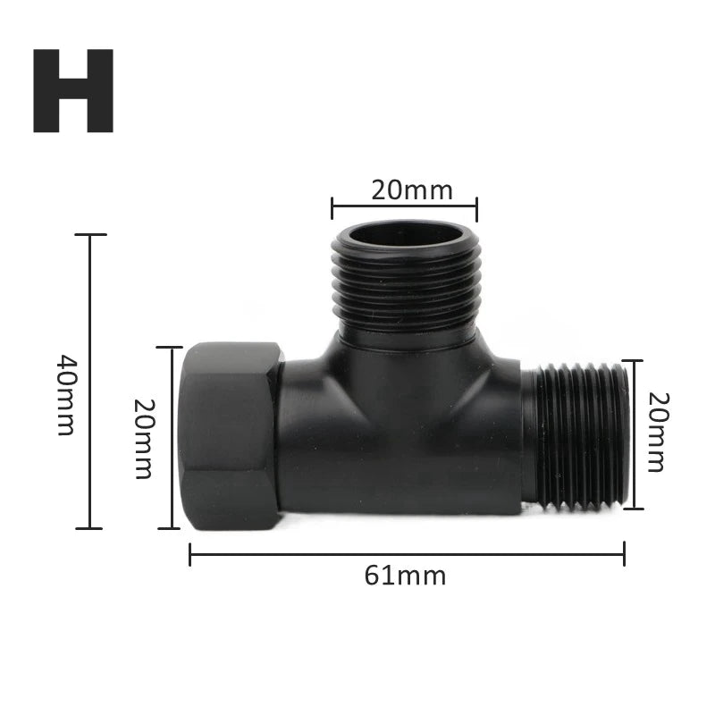 Black Brass Shower Arm Adapter G1/2’’ G3/4 Shower Diverter Valve For Handheld Shower Head Bathroom Kitchen Accessories