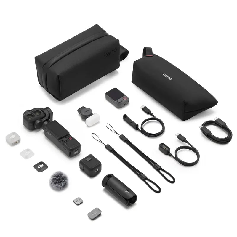 DJI Osmo Pocket 4P Vlog Combo Dual Cameras, Cinematic Shots Near & Far Enhanced 1-Inch CMOS New D-Log 2, Light & Shadow Precision