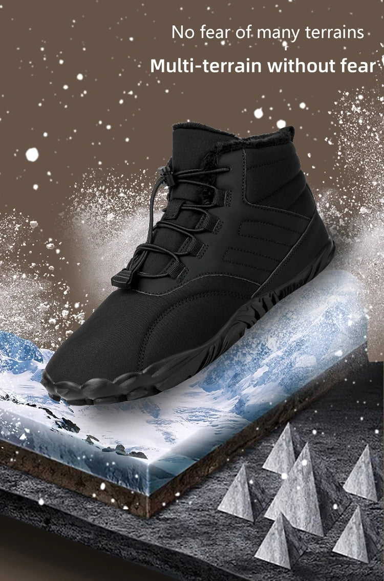 Winter Warm Running Barefoot Shoes Women Men Rubber Camping Sneakers Waterproof Non-Slip Breathable for Outdoor Walking