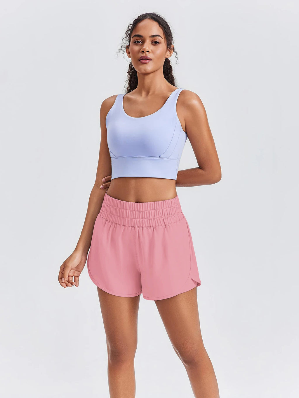 Women's High-Waisted Yoga and Running Fake Two-Piece Shorts with Anti-Exposure Design, Slimming Effect for Gym Use