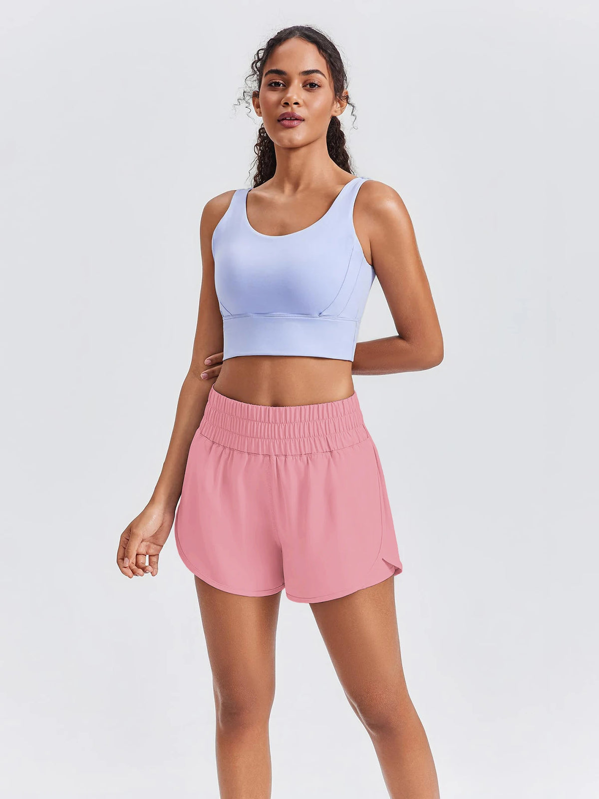 Women's High-Waisted Yoga and Running Fake Two-Piece Shorts with Anti-Exposure Design, Slimming Effect for Gym Use
