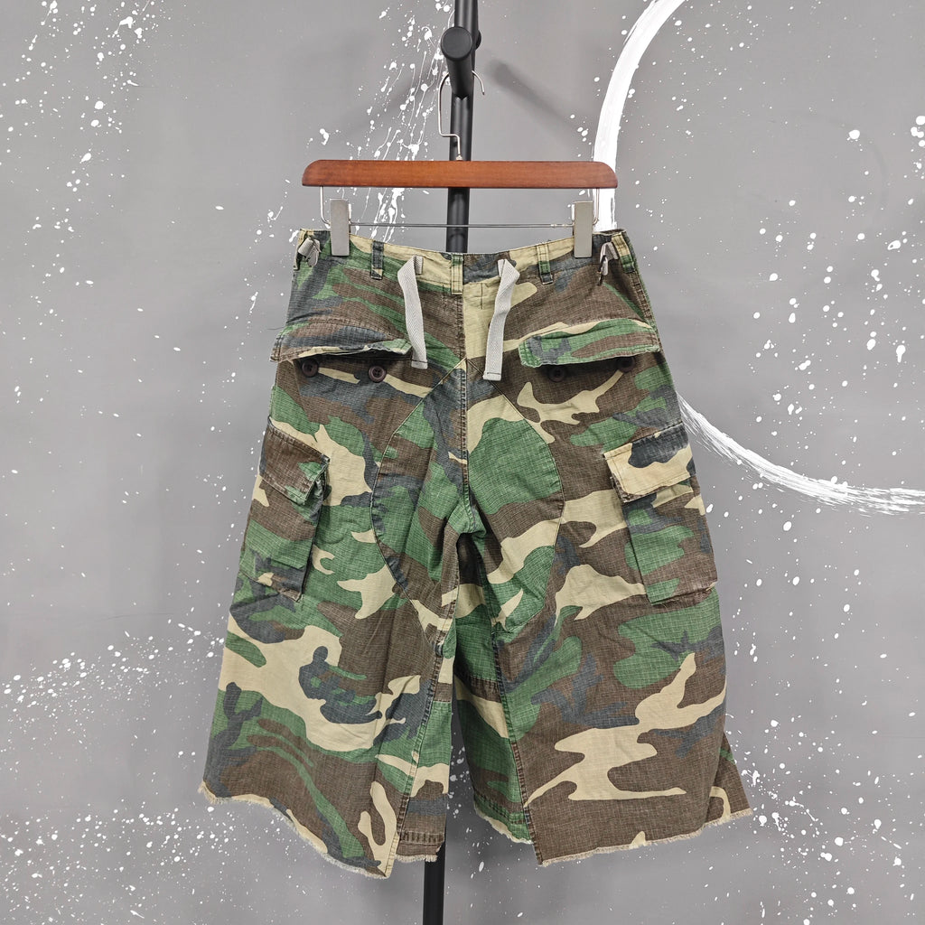 PFNW Men's Summer 2025 New Camouflage Calf-length Cargo Pants Buckle Belt Drawstring Men's And Women's Casual Shorts 28W6060
