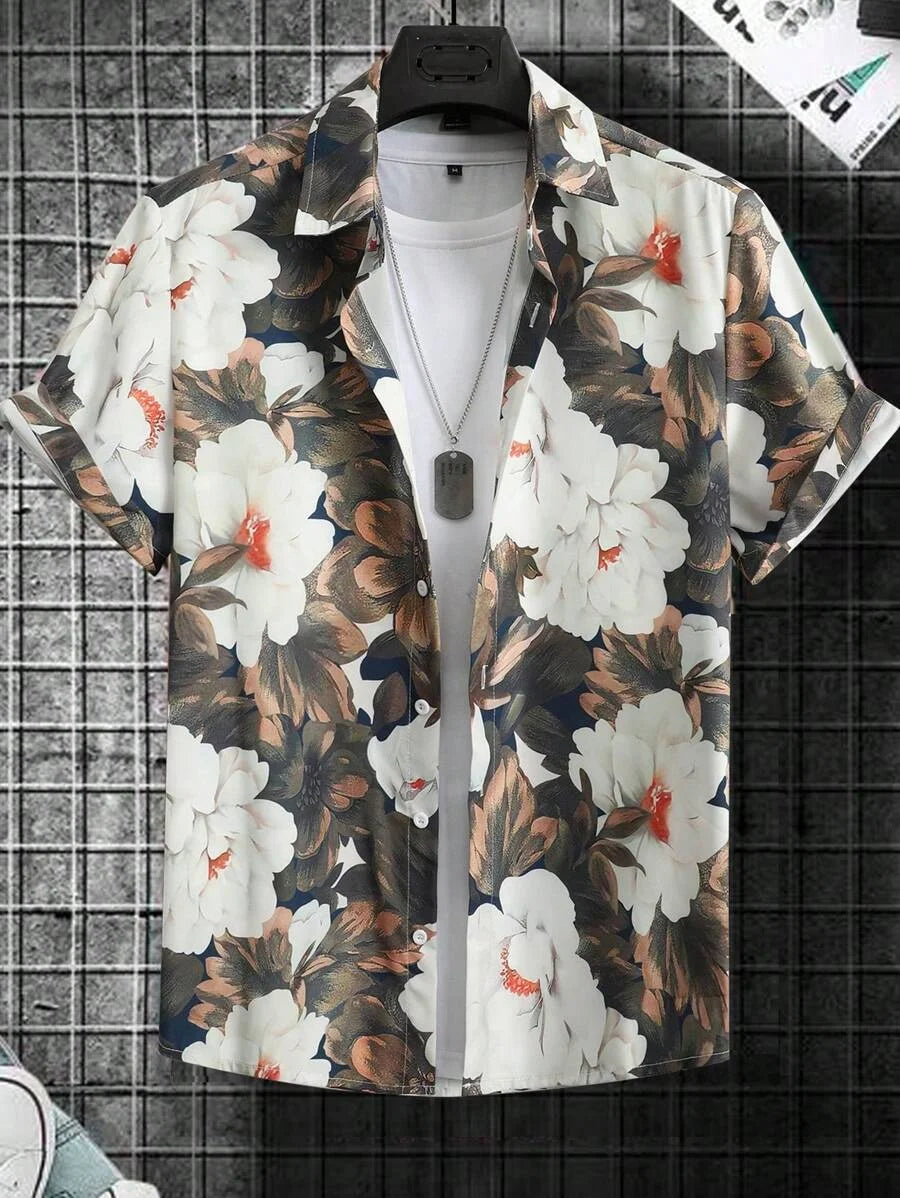Men's Women's Fun Print Pattern Casual Fashion Short Sleeve Shirts Men's Button Tops