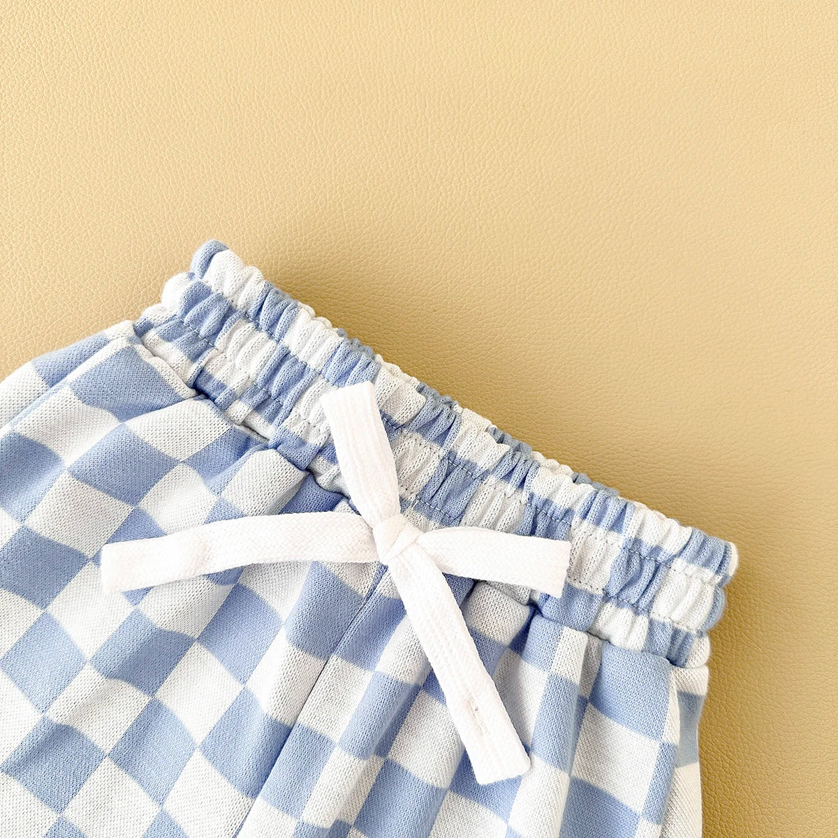 2PCS Kids Clothes Baby Boys Girls Solid Color Short Sleeve T-shirt Plaid Pattern Shorts Sets Baby Clothing Sets 0-3Y
