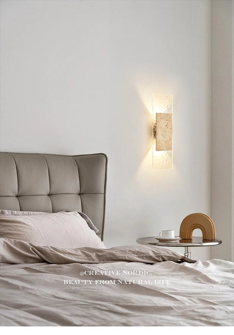 Outdoor Waterproof Wall Lamps Strip Natural Stone Wall Lights 18W LED Porch Wall Sconces Bedroom Exterior Lighting Fixtures