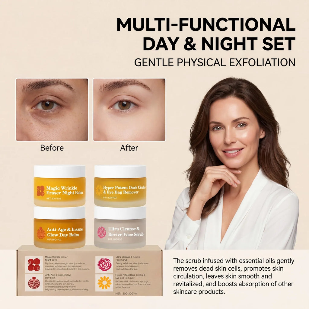 30gx4 Day Night Skincare Set Moisturizing Repair Skin Barrier Brightening Facial Skins Multi Functional Skincare Eye Face Care