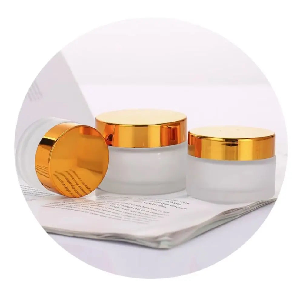 5-50g Frosted Glass Cream Jar Silver/Gold/Black/White Liquid Foundations Face Cream Bottles Eye Shadow Lip Balm Makeup Jar