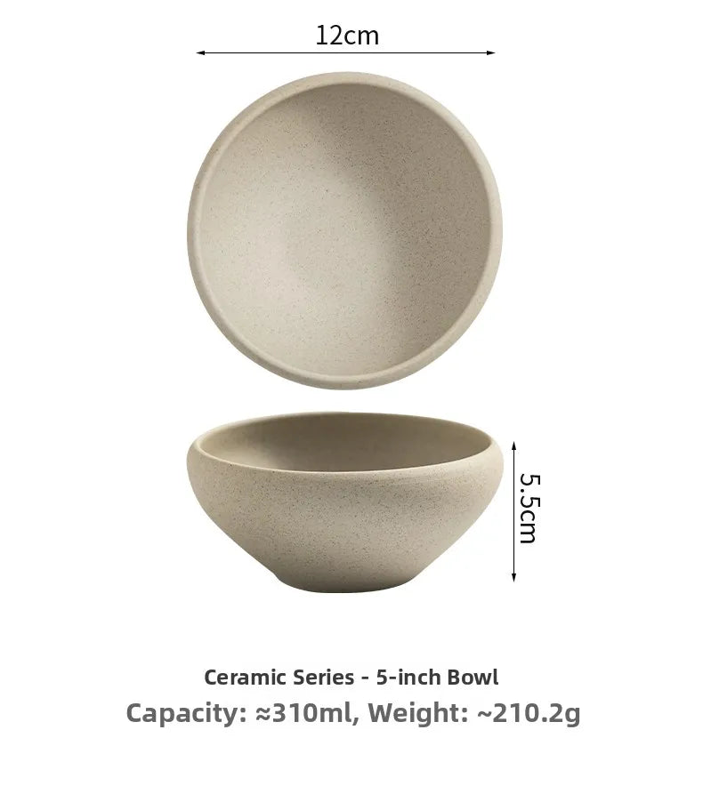 Retro Ceramic Soup Bowl Yogurt Bowl Rice Bowl Oatmeal Bowl Home Use Thick Earthenware Vintage Style Dining Utensils