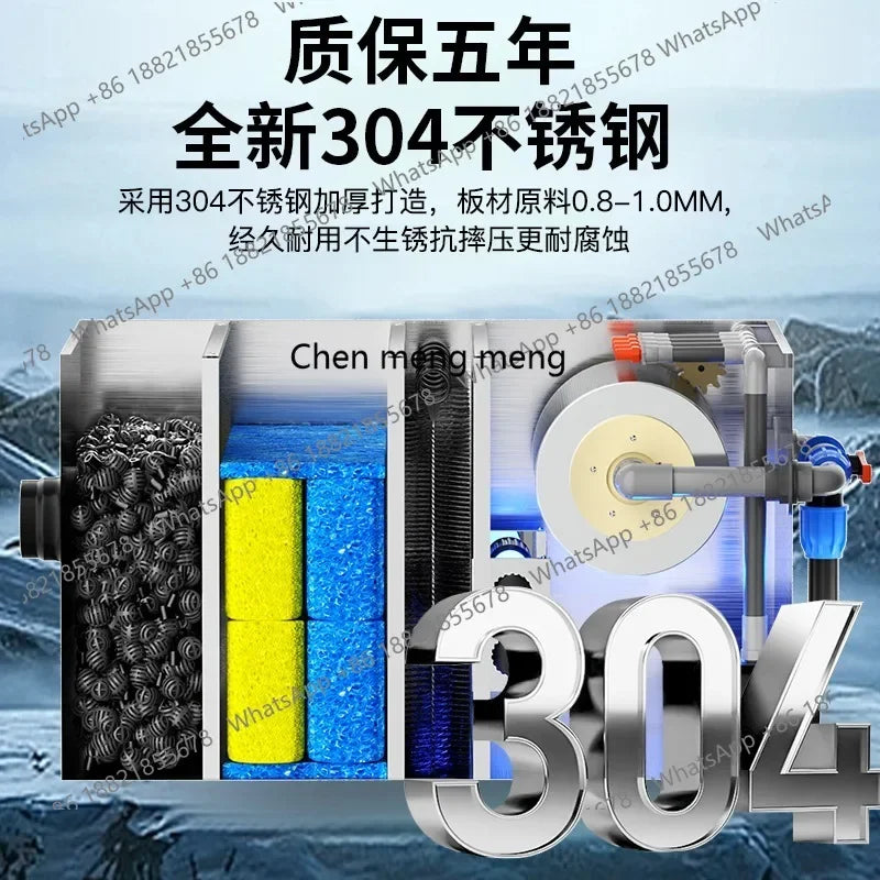 Stainless steel fish pond filter water circulation system silent backwash drum micro filter  A61