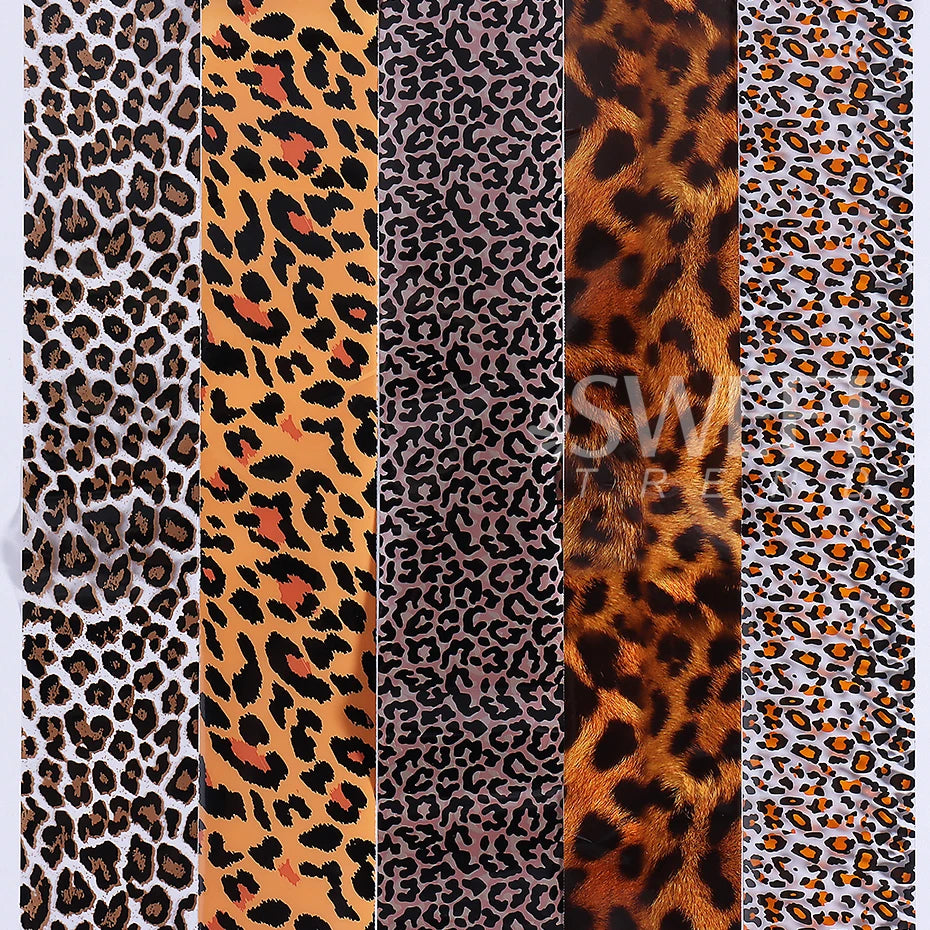 1Box Leopard Print Transfer Nail Foils Sticker Sexy Wild Animal Pattern Design Transfer Decals Sliders DIY Manicure Decoration