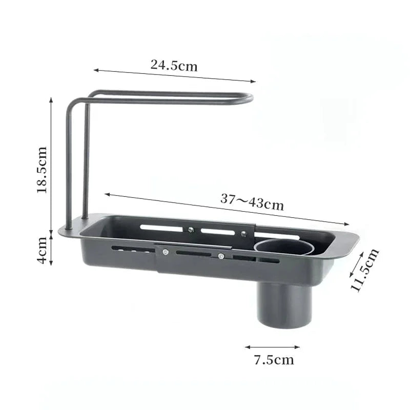 Kitchen Telescopic Storage Rack Sink Organizer Rack Telescopic Faucet Organizer Towel Sponge Storage Adjustable Storage Rack