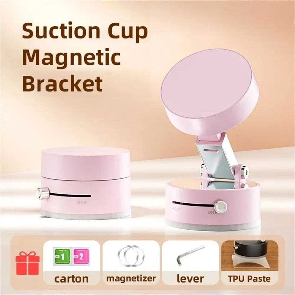 Magnetic Mobile Phone More Portable Vacuum Bracket Adjustable Double-Sided Suction Cup  Holder Lazy Stand For All Smartphone