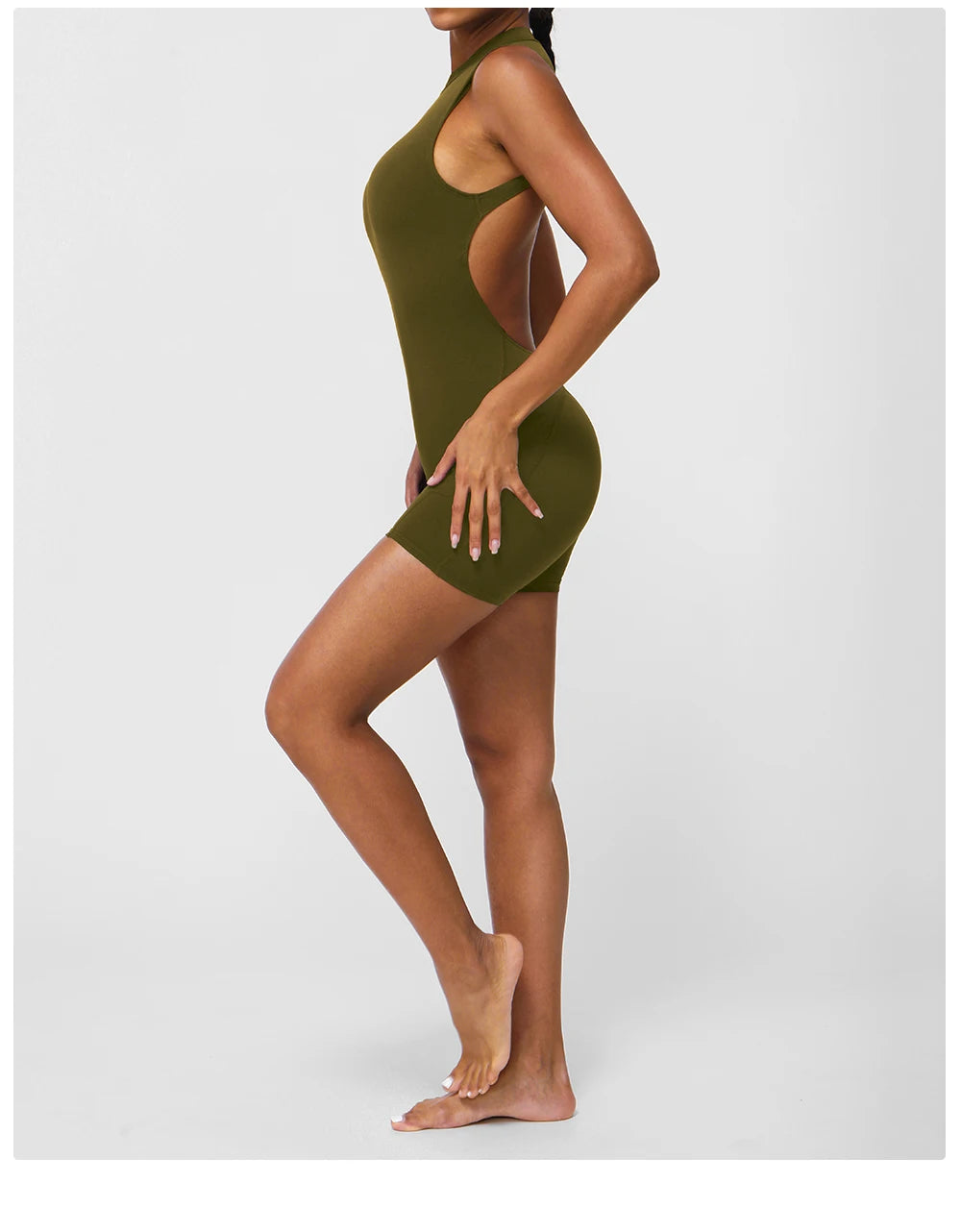 Women Fitness Backless Jumpsuit Sleeveless Gym Running Training Shorts Set Lift Buttocks Padded Jumpsuit
