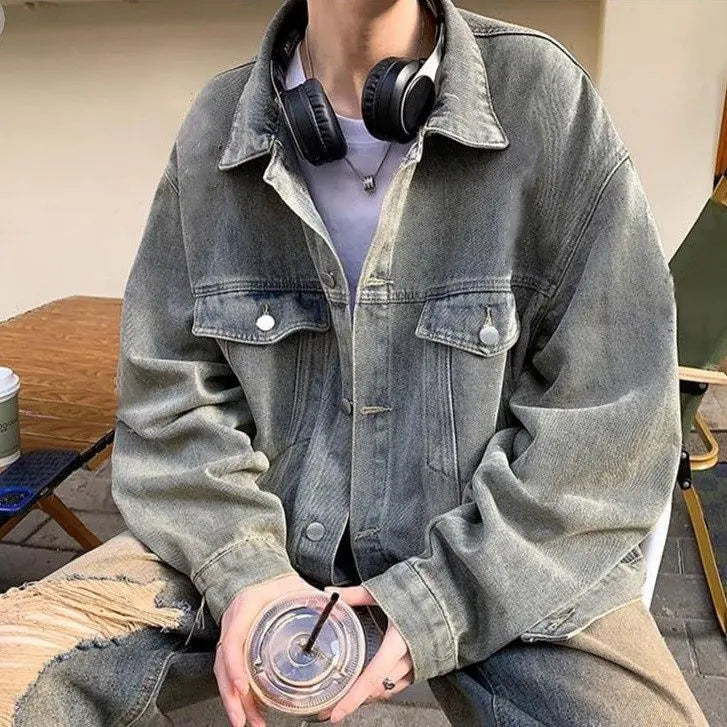 Washed Ripped Denim Jacket Men's 2026 Spring and Autumn Jacket Casual Trend