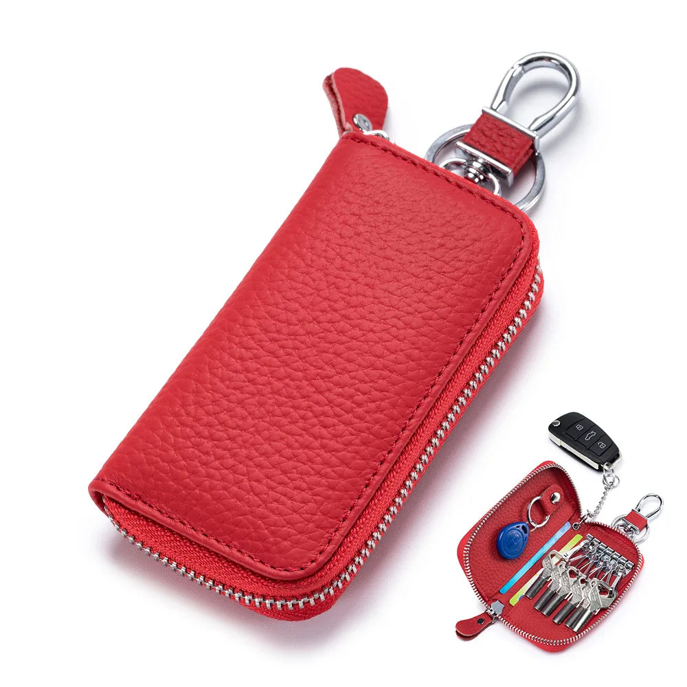 Key Case Multifunctional Zipper Men's Household Key Case Universal Car Keybag Women Leather Organizer Keychain Wallet 10 Color