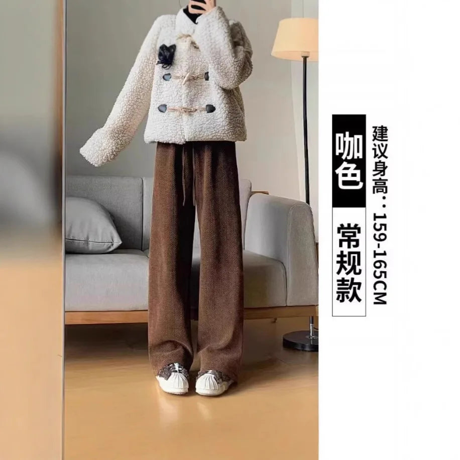 New Slim and Loose Straight for Women's High Waist Casual Pants