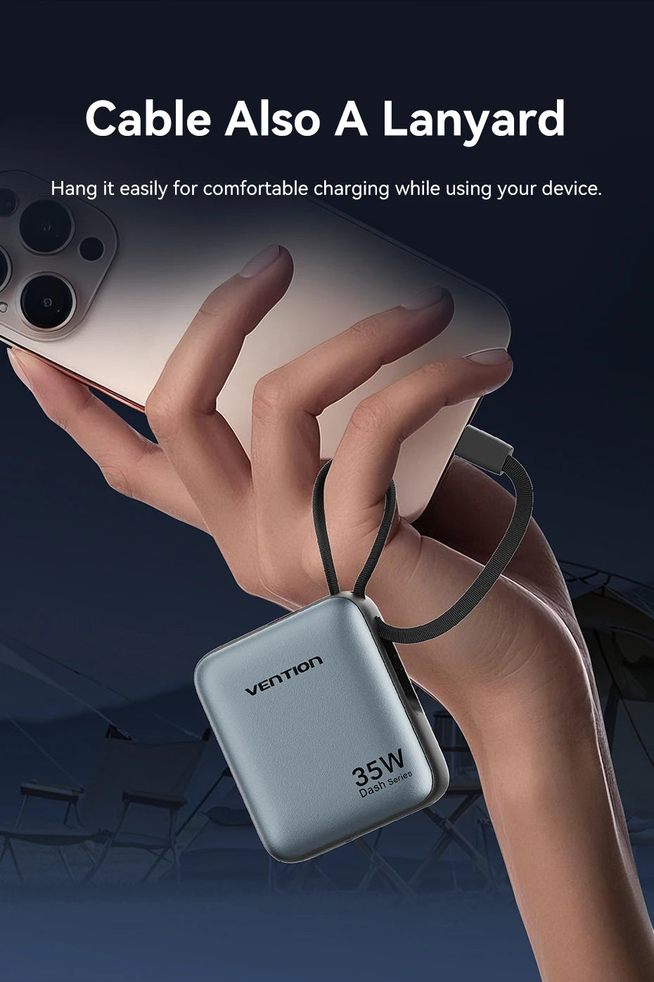 Vention 10000mAh Power Bank Fast Charging PD 35W Portable Mini PowerBank for iPhone 17 16 15 Xiaomi External Battery Charger