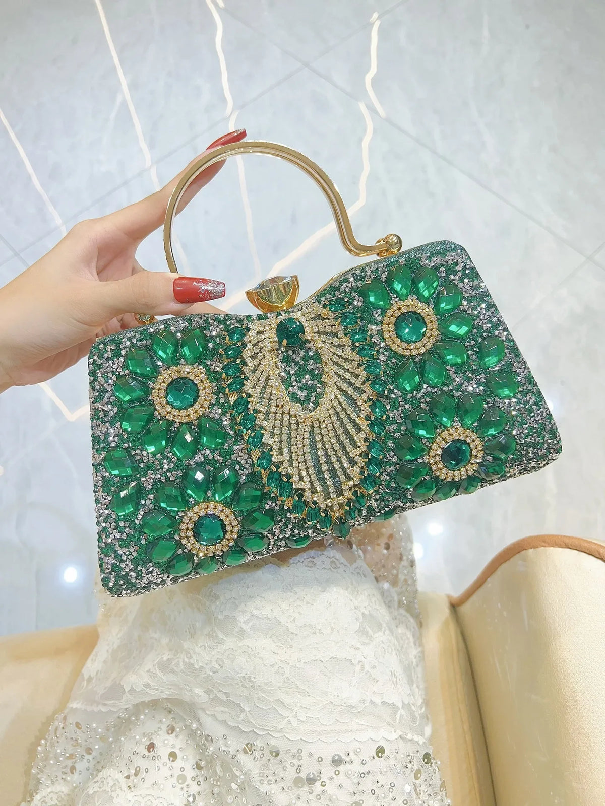 Rhinestone Women Evening Clutch Shiny Dinner Party Handbag Match For Dress Shoulder Crossbody Bag Cosmetic Phone Storage