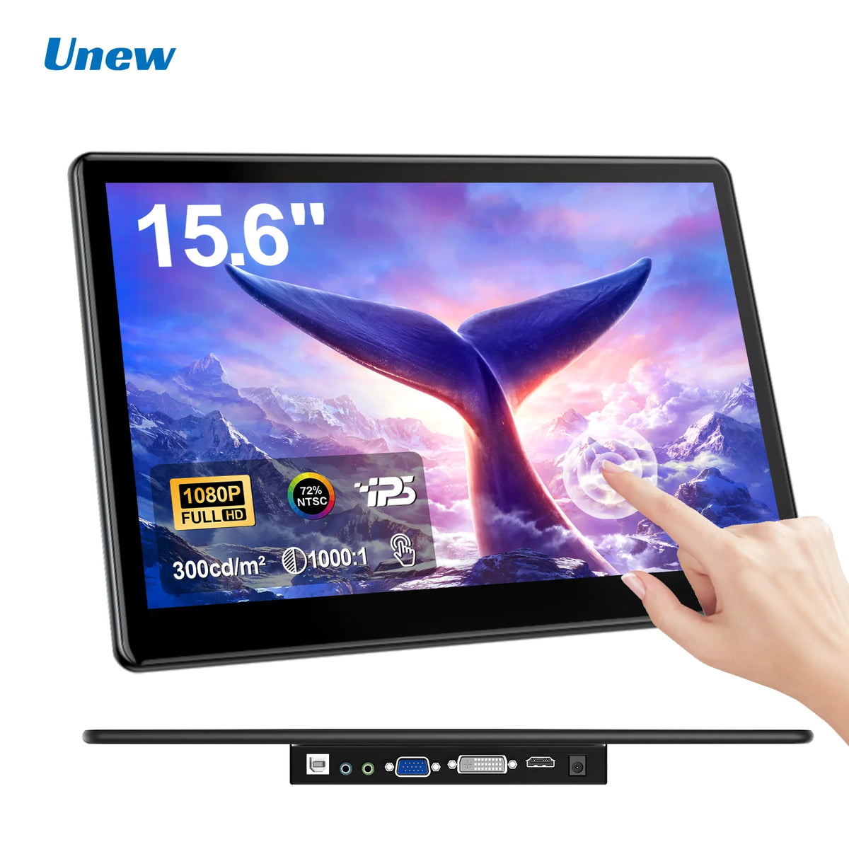 15.6 Inch Touch Monitor Display 1080P FHD 1920X1080 Suitable for Second Monitor Display Supports VGA DVI  USB  HDMI Video Input
