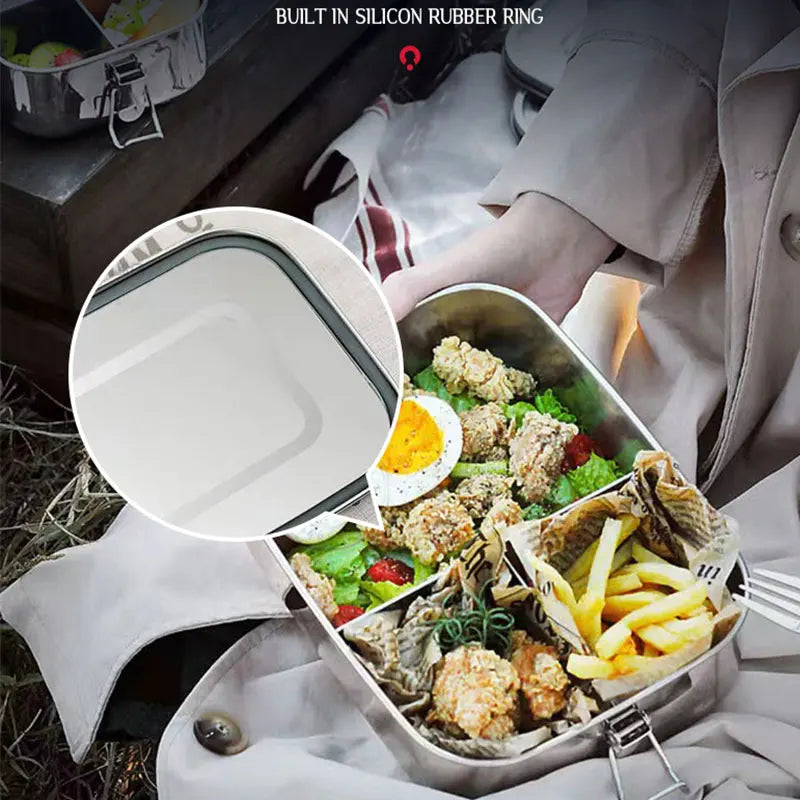 1/2/3 Grids 304 Stainless Steel Lunch Box Food Container Bento Box Top Grade Snack Storage Compartment Lunch Box Kitchenware
