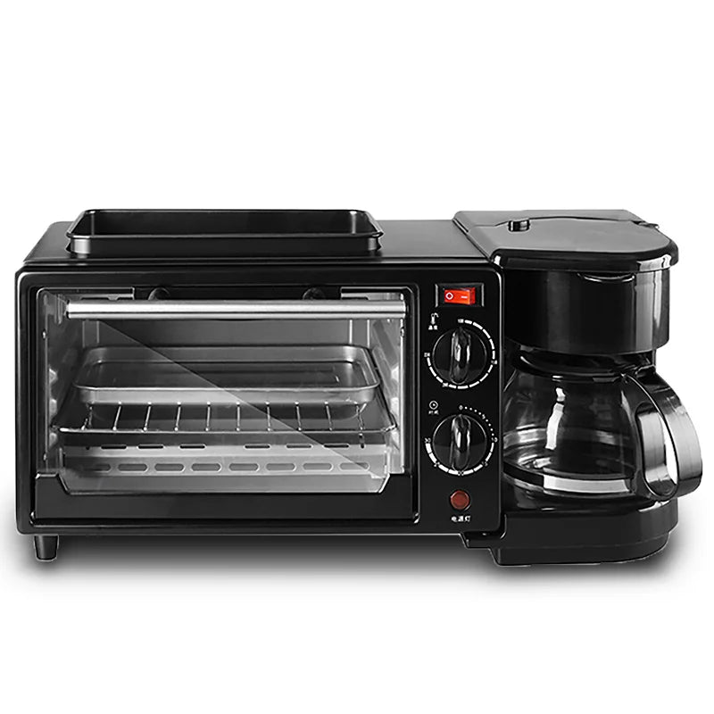 3 in 1 Breakfast Station with Coffee Maker Toaster Oven and Hot Plate Multifunctional Kitchen Appliance for Home Use Compact