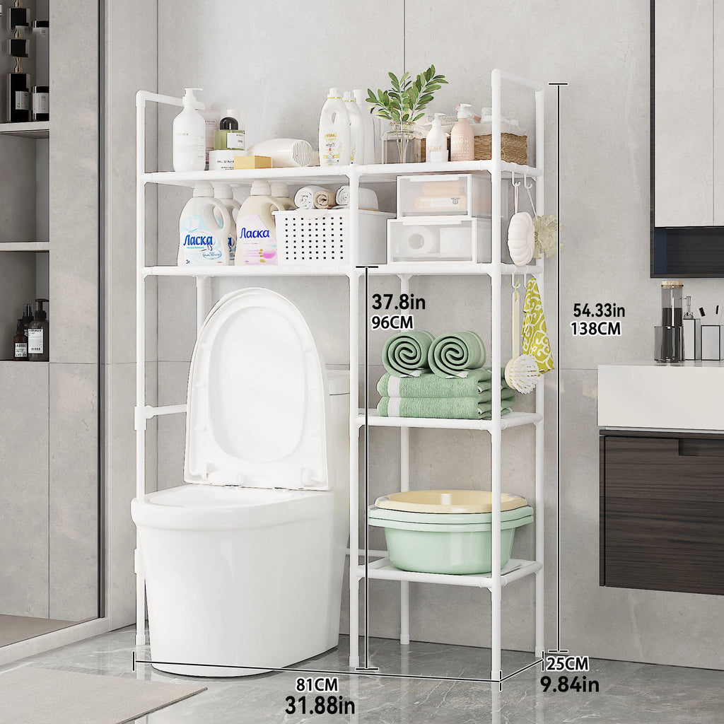 2/3 Tier Bathroom Storage Cabinet - Space-Saving, Over-The-Toilet Storage Shelf, Easy to Assemble, Suitable for Bathroom Essentials with Rust-Proof Metal Frame and Plastic Dividers, Ideal for Storing Toiletries, Towels, and D