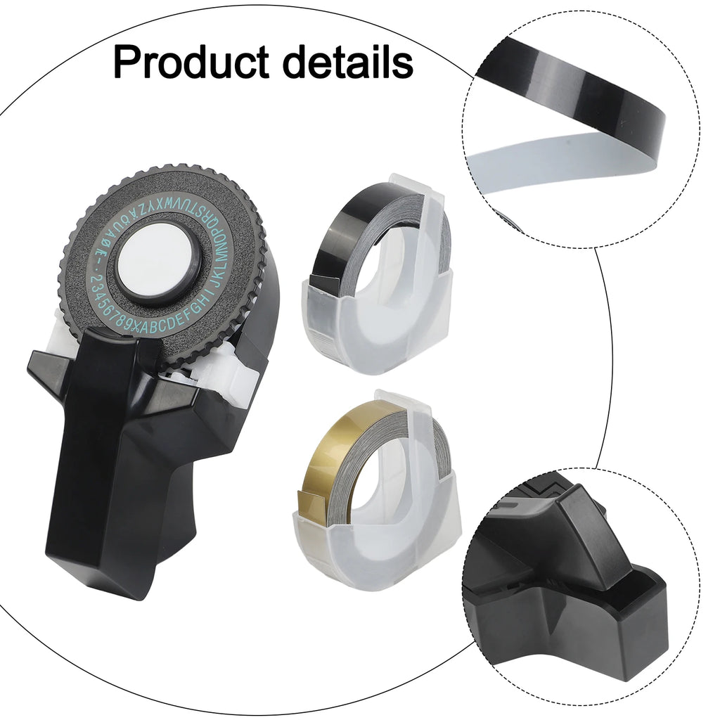 Tape-cutting Embossing Label Maker With Tape 108*56mm Alphanumeric Black Manual Numbers Plastic Printer Set Tool