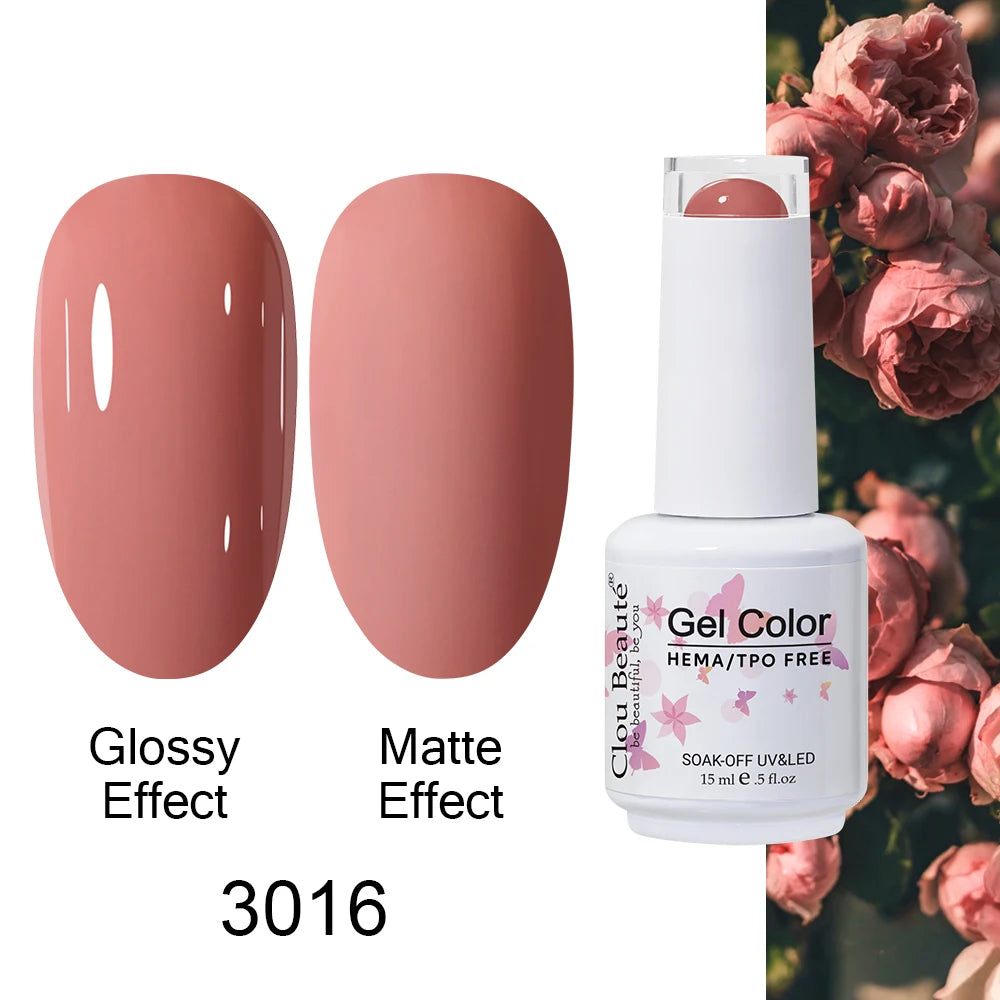 Clou Beaute HEMA TPO FREE Caramel Brown Wine Red Coffee Gel Nail Polish High Pigment Autumn Nail Art Full Coverage UV Varnish